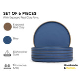 Ceramic Dinner Plates Set Of 6 Pieces, Blue | Ceramic Plates Set With Matte Finish - Premium Stoneware | Ceramic Dinner Plates - Japandi Dinner Plates